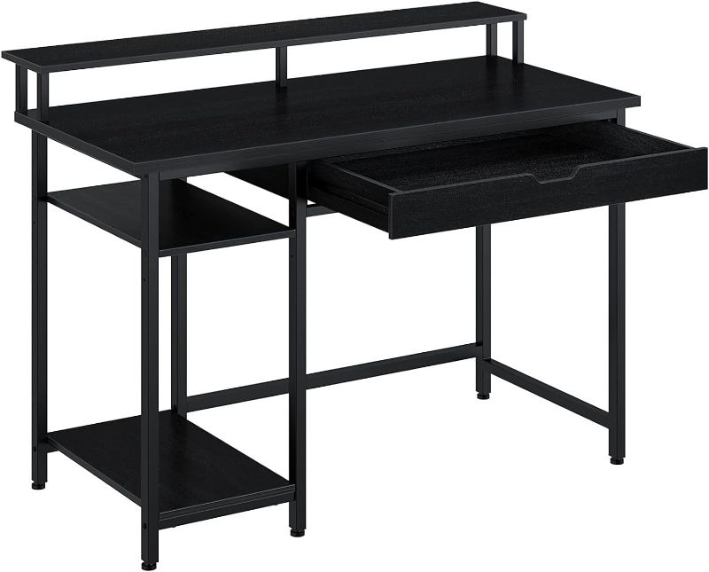 Photo 1 of 
Rolanstar Computer Desk with Monitor Shelf and Drawer, 47" Home Office Writing Desk, Study Table Workstation,Stable Metal Frame, Business Style, Black
Size:Black