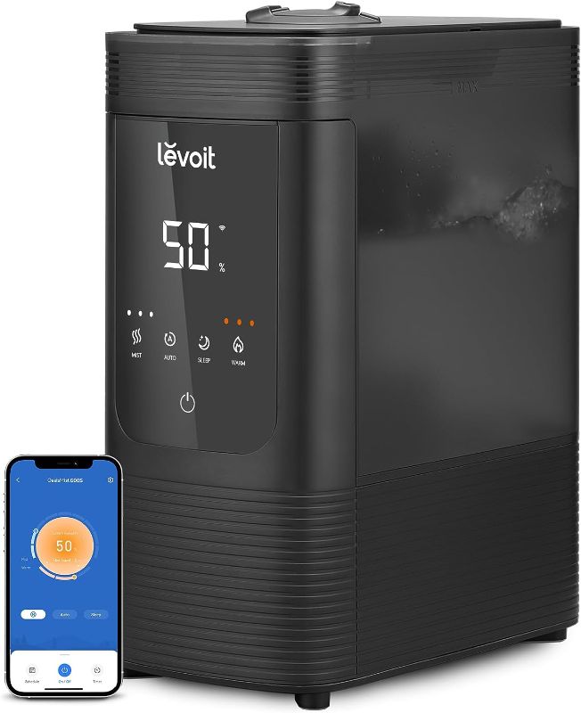 Photo 1 of 
LEVOIT 6L Smart Warm and Cool Mist Humidifiers for Home Bedroom, 60H Runtime and Auto Customized Humidity for Large room, Schedule, Easy Top Fill, Essential...