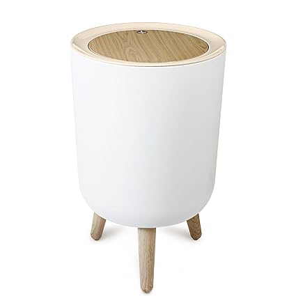 Photo 1 of 1.8 Gallon Kitchen Bathroom Trash Can with Lid, 7 Liter Small Modern Office Garbage Can with Pop-up Lid, Plastic Wastebasket Trash Bin for Dog Proof Trash Can, Toilet, Living Room, Bedroom - White
DIRTY