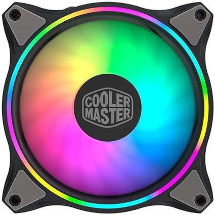 Photo 1 of Cooler Master MasterFan MF120 Halo Duo-Ring Addressable RGB Lighting 120mm Fan, Absorbing Rubber Pads, PWM Static Pressure for 5V 3-Pin ARGB,NOT Work with 4-pin RGB or Standard RGB+12V(MF120 Halo)