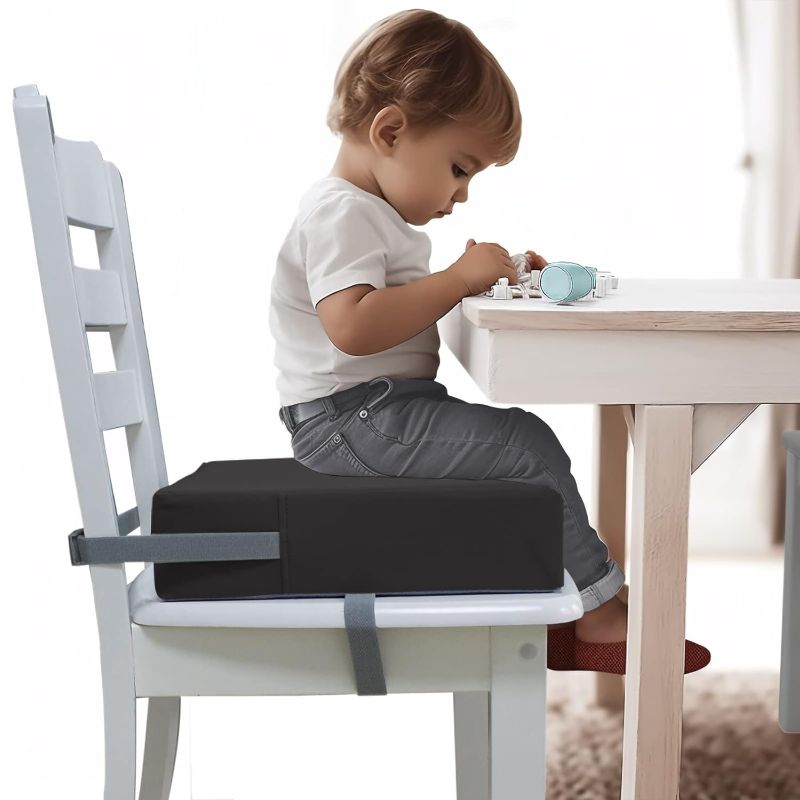 Photo 1 of Eiury Booster Seat for Dining Table, PU Anti-Scratch Easy Cleaning Kids Toddler Booster Seat for Table, Portable Increasing Booster Cushion with Non-Slip Bottom and Adjustable Elasticity Straps
