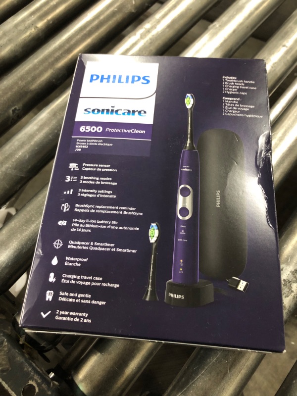 Photo 2 of Philips Sonicare Protective Clean 6500 Rechargeable Electric Power Toothbrush with Charging Travel Case and Extra Brush Head, Deep Purple, HX6462/09 With Charging Travel Case and Extra Brush Head Deep Purple