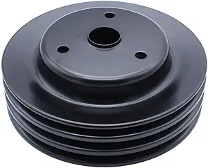 Photo 1 of 1 PC SHLPDFM Crankshaft Pulley Black Steel SWP Triple-Groove Long Water Pump Pulley Compatible with Small Block Chevy SBC 262 265 267 283 302 305 307 327 350 400