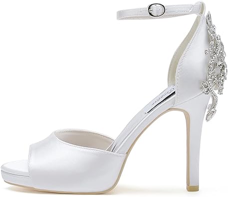 Photo 1 of Creativesugar Lady Satin Dress Platform High Heels Wedding Sandals Crystal Back with Free Earrings
SIZE 36