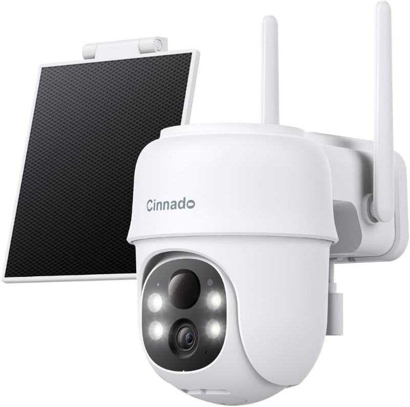 Photo 1 of Cinnado Security Cameras Wireless Outdoor-2K Cameras for Home Security Outside Solar/Battery Powered 2.4G WiFi, 360° Color Night Vision, 2 Way Audio, PIR Human Detection, Works with Alexa/Google Home