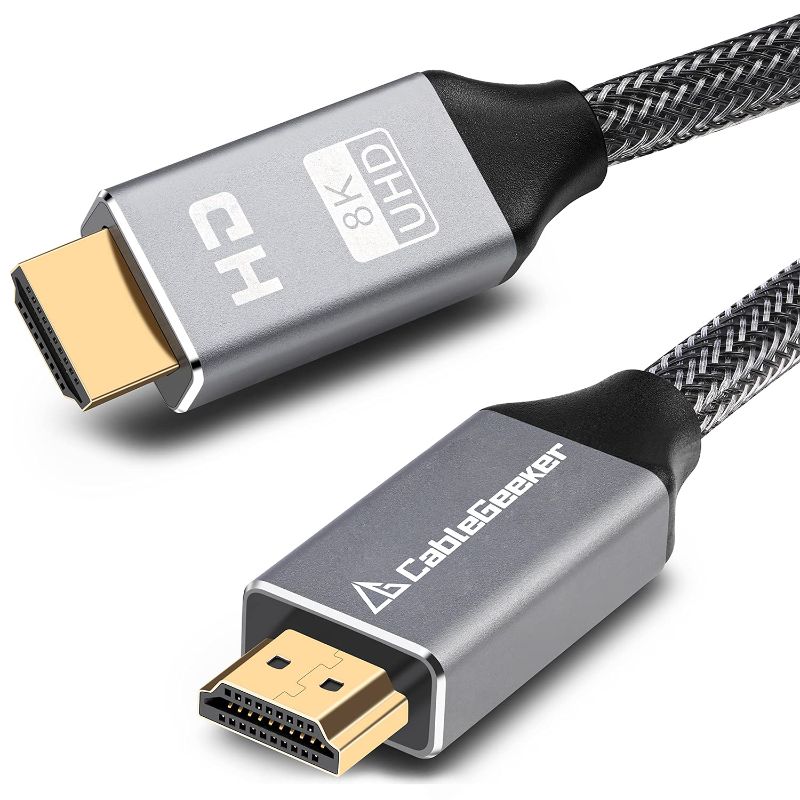 Photo 1 of 8K HDMI Cable 6.6FT/2M, Ultra High-Speed 48Gbps Gold Plated Braided HDMI 2.1 Cord, 4K@120Hz 8K@60Hz, Dynamic HDR, eARC, Compatible with PS5/Xbox/Playstation/Fire TV/Roku TV and More 6.6 feet