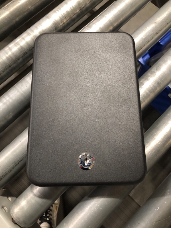 Photo 2 of (NON-REFUNDABLE) Sgorlds Car Portable Gun Safe for Handgun and Valuables, Pistol Safe, Handgun Lock Box for Car, 9.4" x6.6" x1.8",Black M-Key Lock