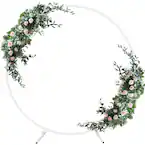 Photo 1 of 78.74 in. x 78.74 in. Metal Arbor Round Backdrop Stand Circle Arch Frame Flower Ring, White
