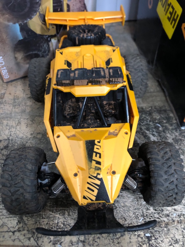 Photo 2 of BLUEJAY Remote Control Car - 2.4GHz High Speed 33KM/H RC Cars Toys, 1:12 RC Monster Trucks Offroad Hobby RC Truck Toys with LED Headlight and Rechargeable Battery Gift for Adults Boys 8-12 Kids Matt Yellow