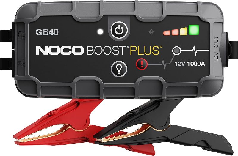 Photo 1 of NOCO Boost Plus GB40 1000A UltraSafe Car Battery Jump Starter, 12V Battery Pack, Battery Booster, Jump Box, Portable Charger and Jumper Cables for 6.0L Gasoline and 3.0L Diesel Engines, Gray
