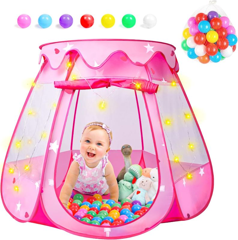 Photo 1 of **BALLS NOT INCLUDED**
Crayline Pop Up Princess Tent with Star Light, Toys for 1 Year Old Girl Birthday Gift, Ball Pit for Babies, Toddlers Girls Toys, Easy to Pop Up and Assemble