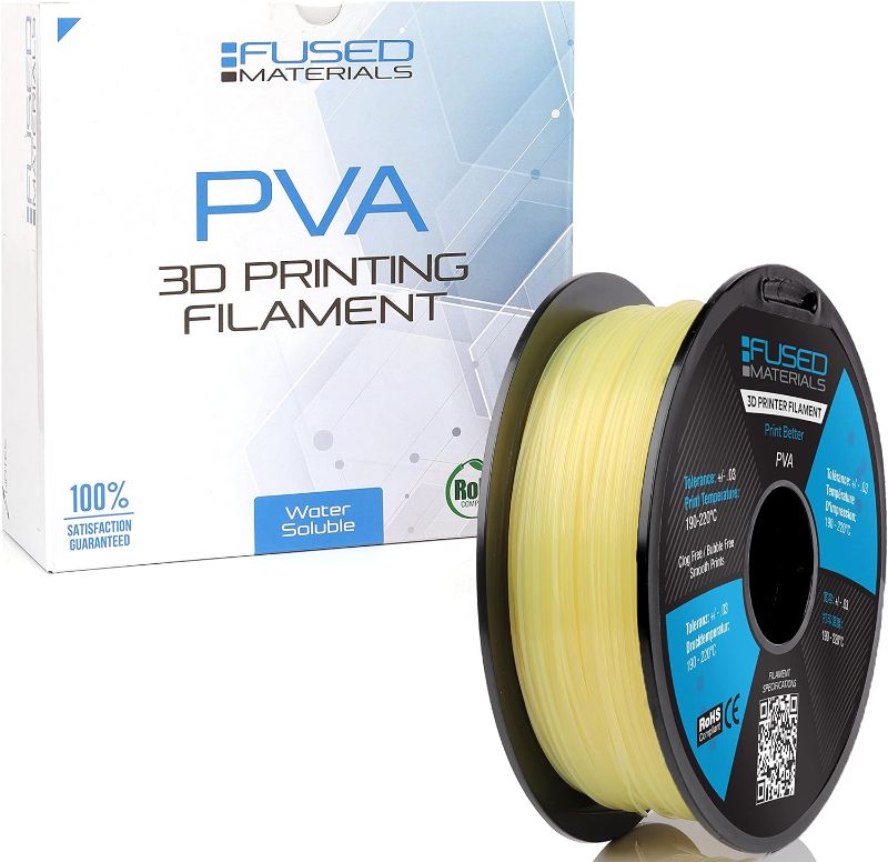 Photo 1 of Fused Materials PVA 3D Printer Filament, 1.75mm, 0.5kg roll - Dissolvable Filament - Water Soluble Filament for 3D Printers and 3D Pens