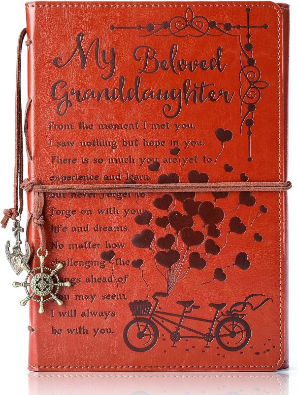 Photo 1 of AISBUGUR Granddaughter Gifts from Grandma to Granddaughter Leather Journal Gifts for Granddaughter 192 Page Refillable Travel Journal Christmas Birthday Graduation Gifts for Granddaughter