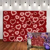 Photo 1 of DYANG Early 2000s Backdrop for Red Heart Party Photo Backdrop Glitter Heart Sweet 16 18th 21th 30th Women Men Happy Birthday Photography Background Selfile Wall Decor (Red)