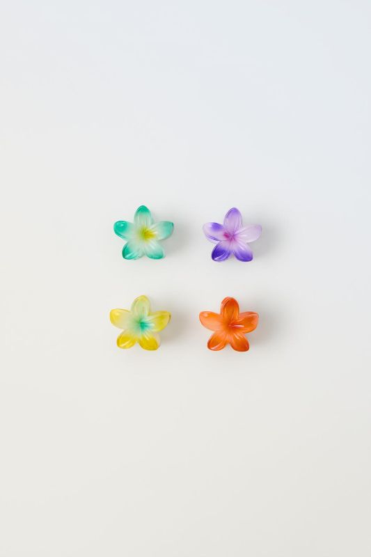 Photo 1 of 4 pk multicolored flower hair clips