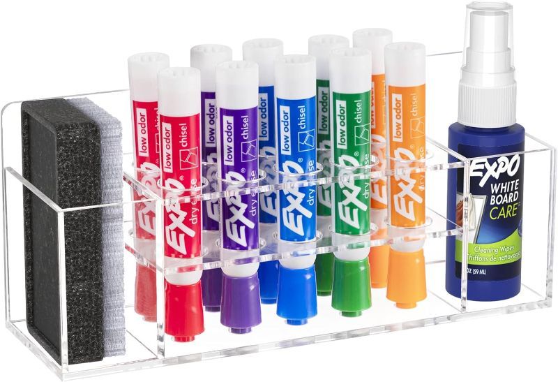 Photo 1 of Simetufy Acrylic Dry Erase Marker Holder with Movable Magnets