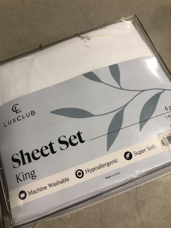 Photo 2 of (see all images) LuxClub 6 PC Sheet Set Bamboo Sheets Deep Pockets 18" Eco Friendly Wrinkle Free Sheets