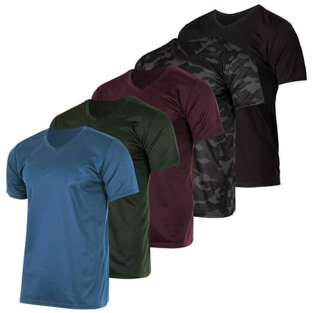 Photo 1 of 5 Pack: Men’s Mesh V-Neck Moisture Wicking Active Athletic Performance Short Sleeve T-Shirt (Available in Big & Tall)
