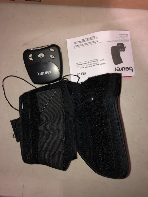 Photo 2 of (NON-REFUNDABLE) Beurer EM29 2-in-1 Knee and Elbow TENS Machine for Pain Relief with 20 Intensity Levels, 4 Programs, and Reusable Water Contact Electrodes, Digital Muscle Stimulator Device Black EM29 - Knee and Elbow