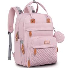 Photo 1 of BabbleRoo Diaper Bag Backpack - Baby Essentials Travel Tote Multi function Waterproof Bag, with Changing Pad, Stroller Straps & Pacifier Case Unisex, Pink
