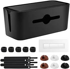 Photo 1 of Cable Management Box,Cord Box to Hide Power Strips,Cord Organizer Hider to Conceal The Electrical Wires from TV Computer Under Desk and on Floor for Home Office,Black