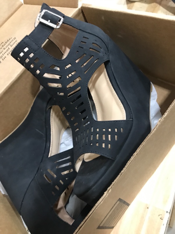 Photo 1 of black heels with strap 7.5