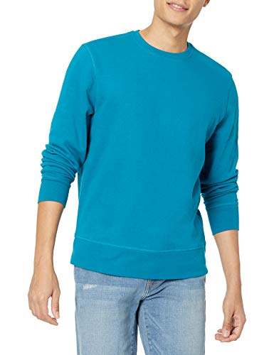 Photo 1 of Amazon Essentials Men's Long-Sleeve Lightweight French Terry Crewneck Sweatshirt, Teal Blue, Large
