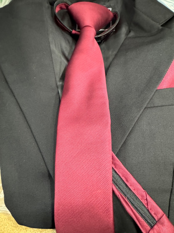 Photo 1 of a and j tux black with burgundy tie