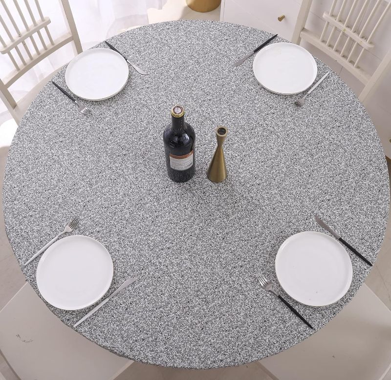 Photo 1 of round vinyl fitted table 32-36" grey