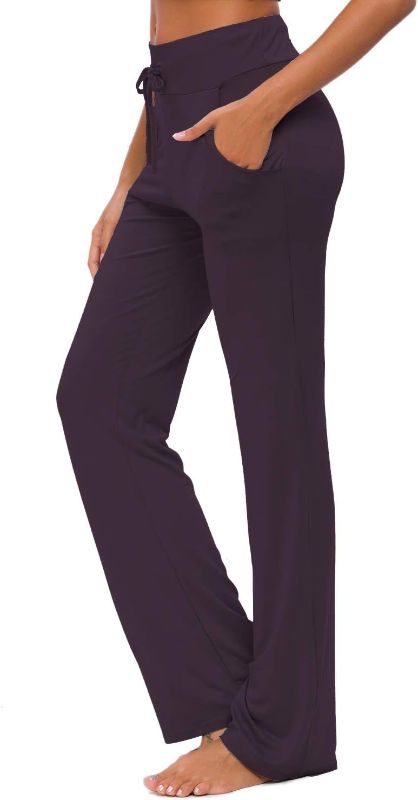 Photo 1 of ADANIKI Womens Yoga Pants with Pockets Straight-Leg Loose Comfy Modal Drawstring Lounge Running Long Active Casual Sweatpants MEDIUM