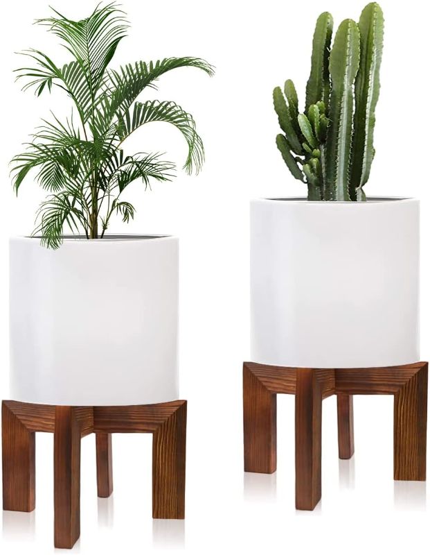 Photo 1 of 2 Pack Wood Plant Stand Indoor Holders for Plants, Sturdy Flower Pot Stands Plants Shelf, Wooden Stool for Patio Plant Stand, Fit 5-18 Inch Variety Flower Pots, Easily Assemble