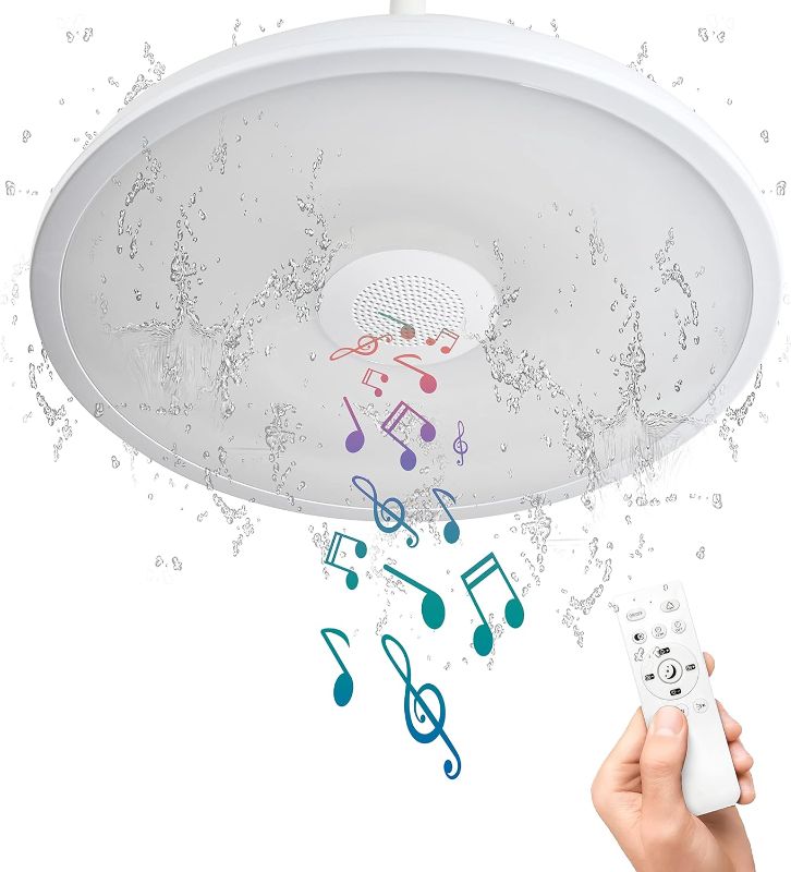 Photo 1 of  LED Ceiling Light Fixture,with Bluetooth Speaker,11Inch 18W, 2700K-6500K Dimmable Music Lamp,RGB Color Changing Light with Remote Control,for Bathroom,Shower,Bedroom
