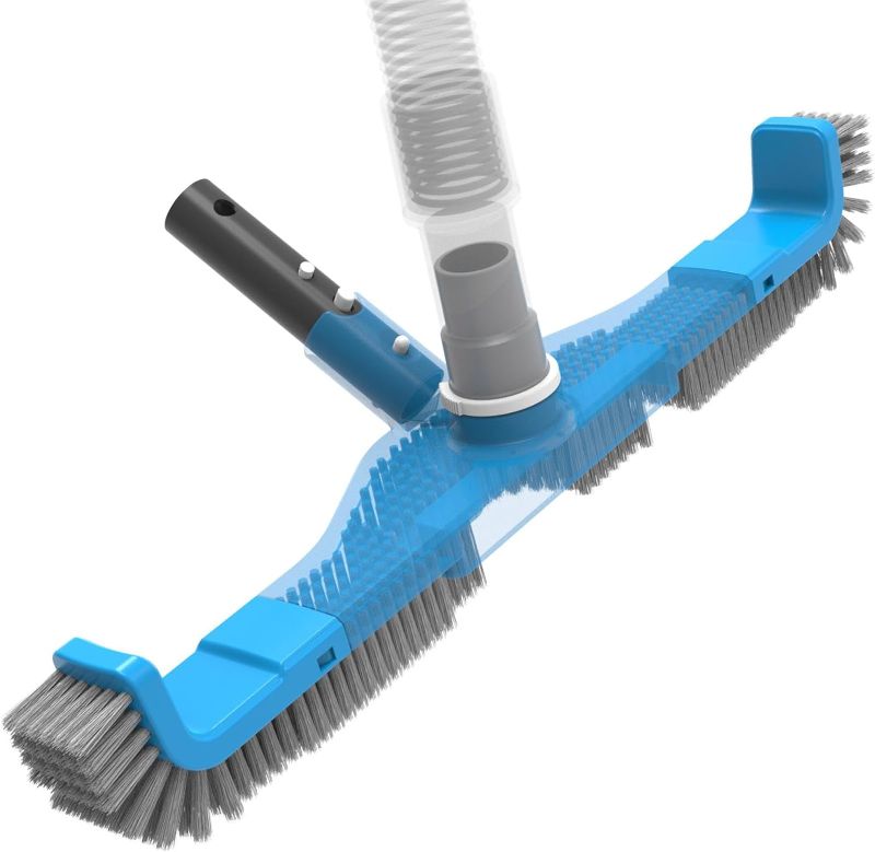 Photo 1 of 20" 2 in 1 Pool Brush Vacuum Head with Swivel Hose Connection & Sturdy Nylon Bristles for Heavy Duty Inground & Above- Ground Pool Cleaning - Connecting 1-1/4" or 1-1/2" Hose (No Pole)