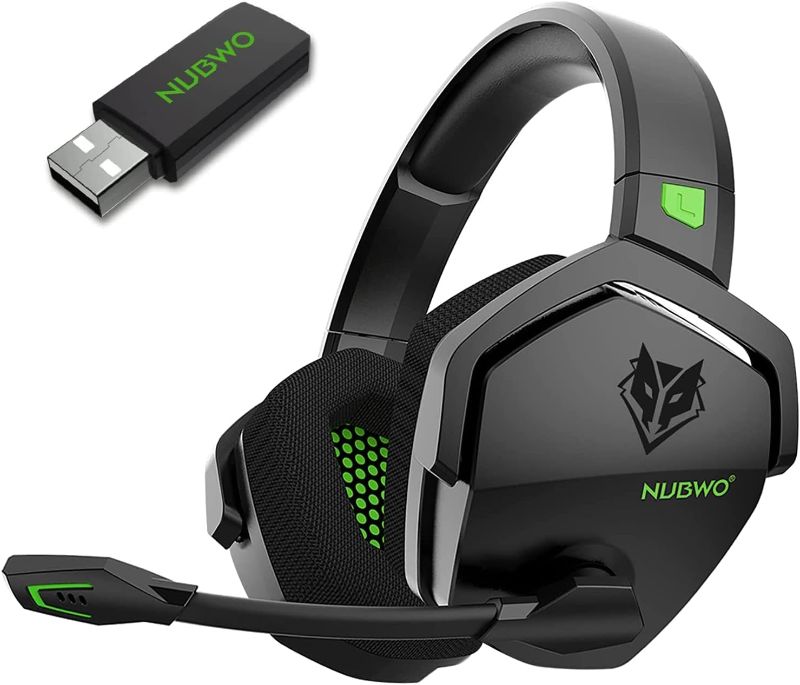 Photo 1 of NUBWO G06 Dual Wireless Gaming Headset with Microphone for PS5, PS4, PC, Mobile, Switch: 2.4GHz Wireless + Bluetooth - 100 Hr Battery - 50mm Drivers - Green