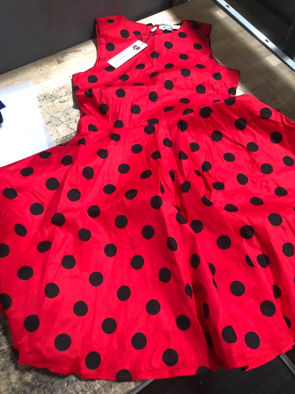 Photo 1 of 11/12y red black dots dress