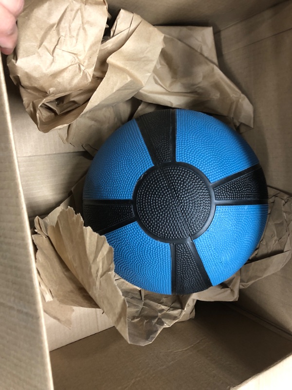 Photo 1 of SPRI Medicine Ball - Exercise Workout Ball for Endurance Training - Thick Walled Heavy-Duty Textured Surface, Easy-to-Read Weight Label - Multi-Use Fitness Tool - Durable Construction 10-Pound (Blue)