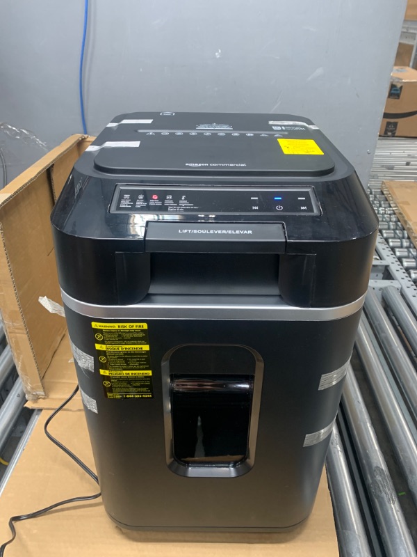 Photo 1 of Amazon Commercial 200-Sheet Auto Feed Cross-Cut Paper Shredder with Pullout Basket 200 Sheet New 200-Sheet Cross-Cut Auto Feed