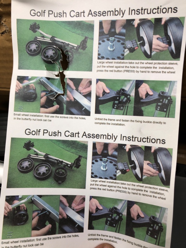 Photo 1 of  ** see note ***3 Wheel Golf Push Cart, Easy 1 Step Open and Fold, Scorecard Console, Beverage Holder, Mobile Device Holder, Handle Mounted Parking Brake