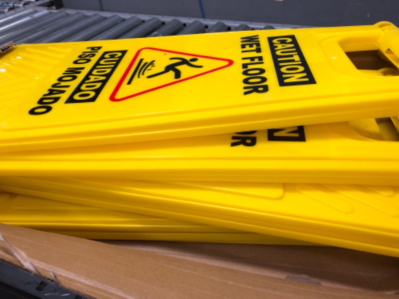 Photo 2 of XPCARE 6-Pack Caution Wet Floor Sign,Bilingual Warning Signs,2-Sided Fold-Out,A Frame Safety Wet Floor Signs Commercial,24 Inches,Yellow 6PackYellow