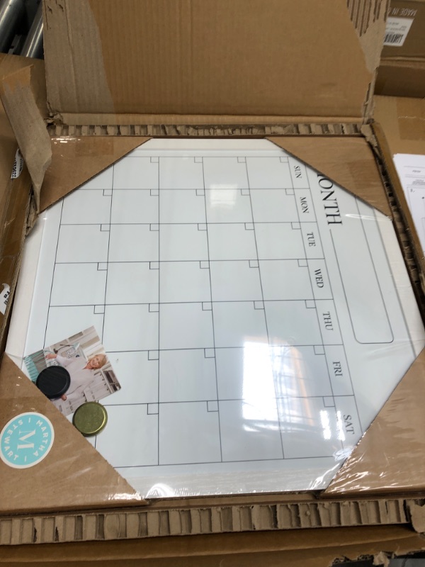 Photo 2 of Martha Stewart Everette Magnetic Monthly Calendar Dry Erase Board with Included Dry Erase Marker and 2 Magnets, 18" x 18", White Woodgrain Frame