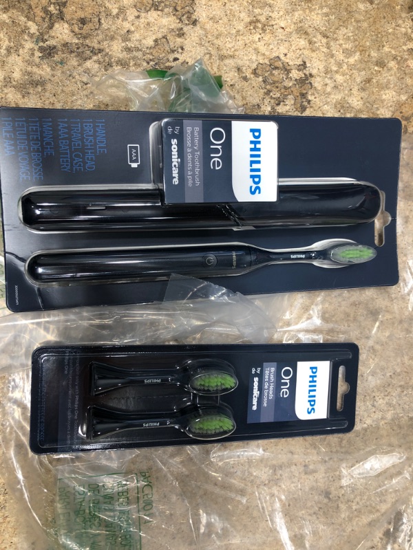 Photo 2 of PHILIPS One by Sonicare Rechargeable Toothbrush, Brush Head Bundle, Shadow Black, BD3001/AZ