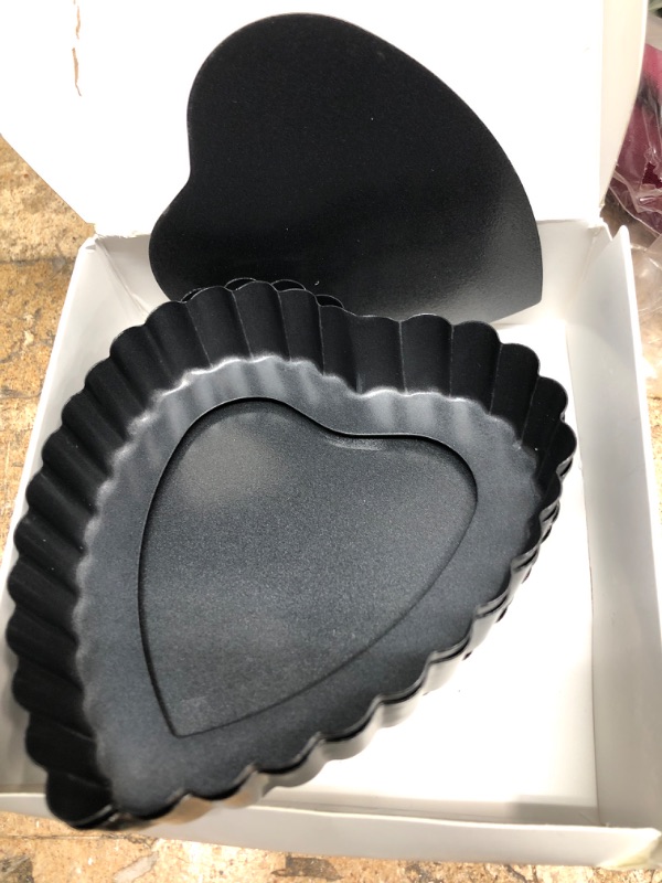 Photo 1 of **HEART SHAPE**Egg Tart Molds 12 Packs Tart Pans 3 Inch Non-Stick Quiche baking molds, Mini Tart Pans For Baking Black 3inch