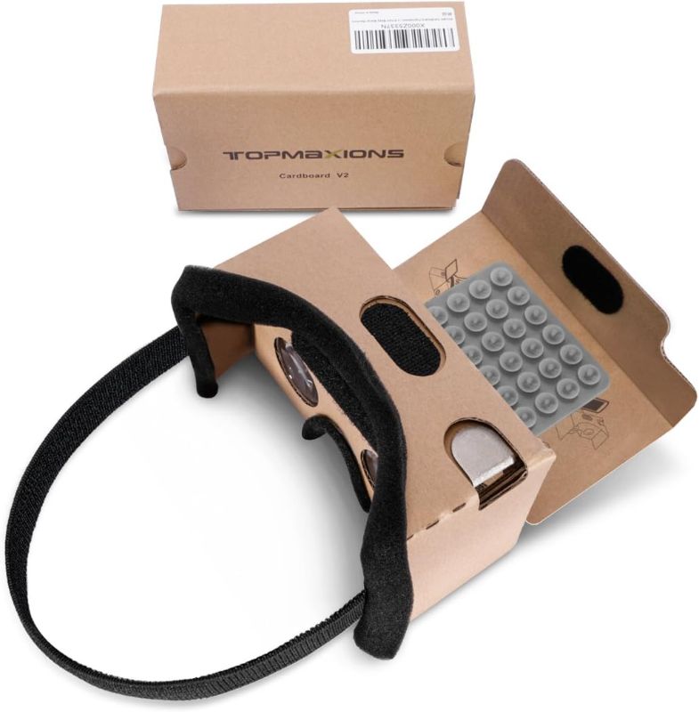 Photo 1 of 
Google Cardboard,Topmaxions 3D VR Virtual Reality DIY VR Headset for 3D Movies and Games Compatible with Android & Apple Up to 6 Inch Easy Setup Machine