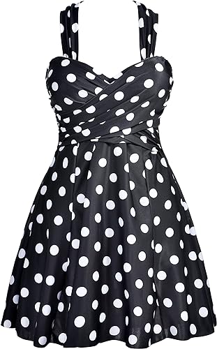 Photo 1 of COCOPEAR Women's Elegant Crossover One Piece Swimdress Floral Skirted Swimsuit
