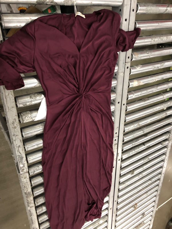 Photo 3 of KOH KOH Womens Long Short Sleeve V-Neck Sexy Slimming Casual Summer Maxi Dress Large Maroon Wine Red Large