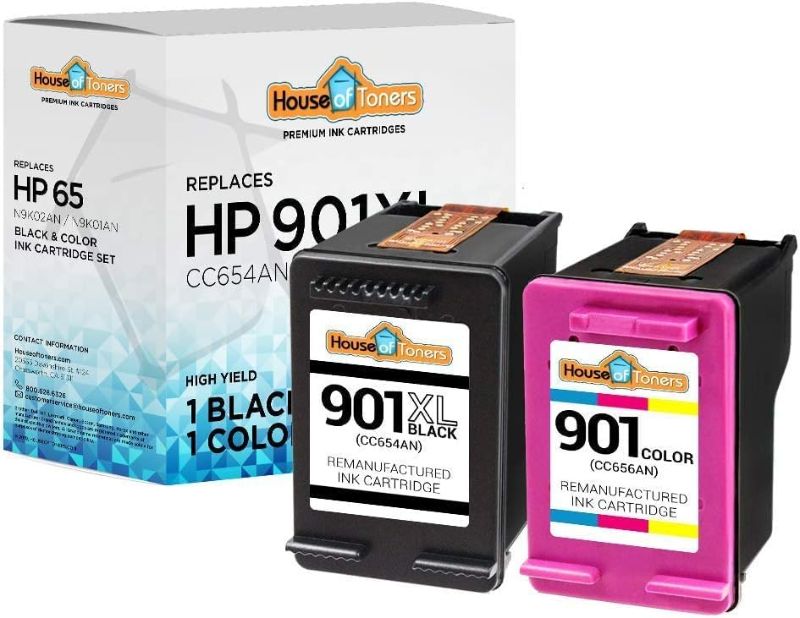 Photo 1 of Remanufactured for HP 901 Ink Cartridge High Yield Replacement for HP 901 Officejet 4500, J4540, J4550, J4580, J4680, J4624, J4680C, G510a, G510g, G510n (Black & Color, 2-Pack)
