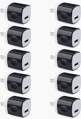 Photo 1 of Kanayu 36 Pcs USB Wall Charger Bulk Single Port USB Wall Plug 1A 5V Portable Charging Block Cube USB Charger Adapter Charging Block Box Charger Brick Compatible with Android Phone (Black)