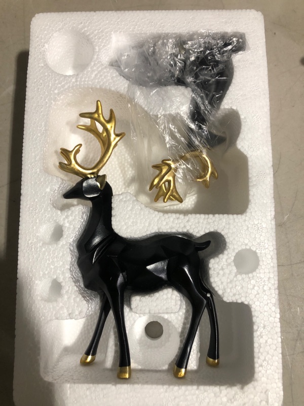 Photo 2 of (opened for inspection)(see images) Christmas Decorative Gift 2PCS Deer Sculpture 3D Geometric Deer Ornaments