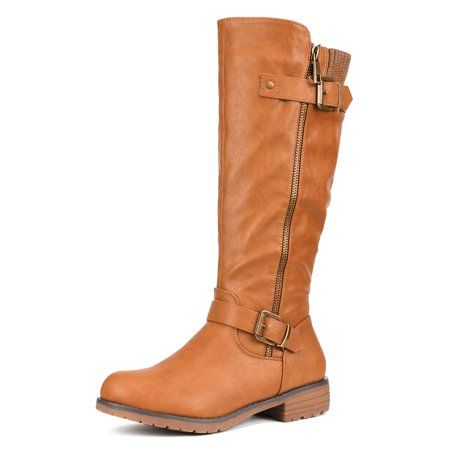 Photo 1 of Dream Pairs Women S Side Zipper Knee High Riding Boots DEER
