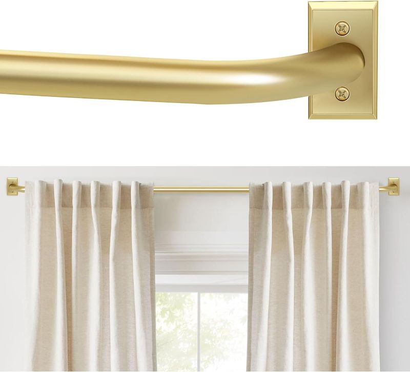 Photo 1 of Gold Curtain Rods, Room Darkening Curtain Rods for Windows 48 to 90 Inches(4-7.5Ft), Wrap Around Curtain Rods, Heavy Duty Blackout Drapery Rods, Modern Decorative Window Treatment Rod, Gold
